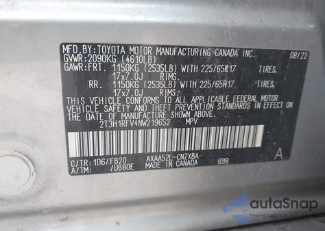 2022 Toyota Rav4 Le from USA, damaged, VIN 2T3H1RFV4NW219652